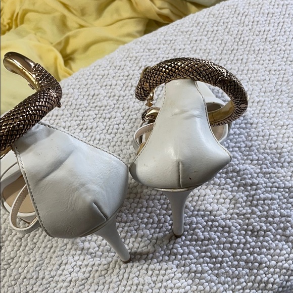 bebe White and Gold Snake Heels - Picture 3 of 4